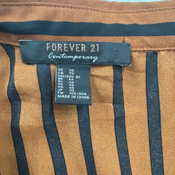 Forever 21 Contemporary Midi Striped Long-Sleeve Shirt Dress W/Belt XS - Picture 5 of 10